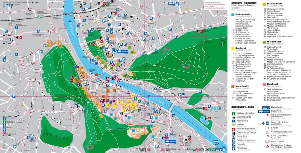 bản đồ của bản đồ du lịch của salzburg áo
